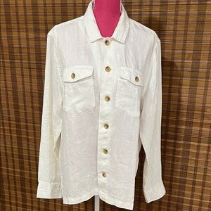 Rails White Men's Shirt Jacket with Tan Buttons NWOT